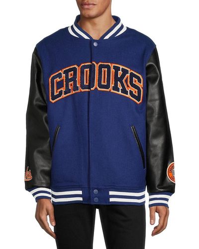 Crooks and Castles Collegiate Logo Varsity Jacket - Blue