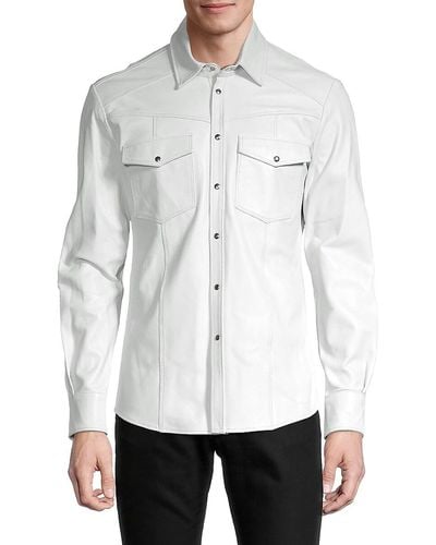 Ron Tomson Leather Shirt - White