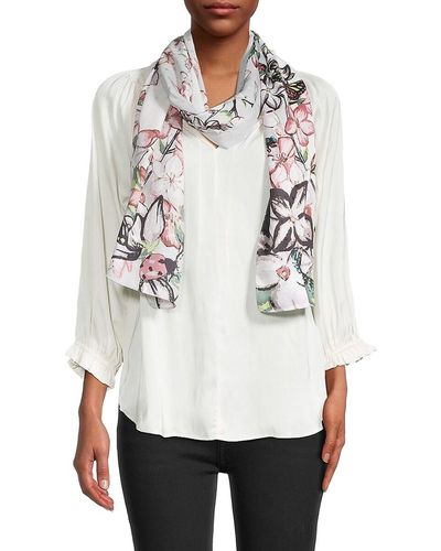 Vince Camuto Spring Blossom Oblong Scarf - White