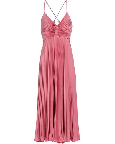 A.L.C. Gemini Pleated Cut Out Midi Dress - Pink