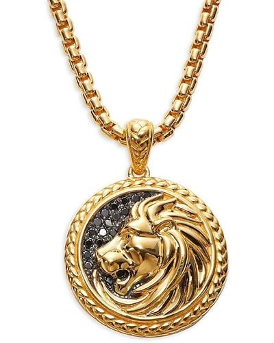 Effy 18K Goldplated Sterling & Diamond Lion Pendant Necklace - Metallic