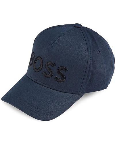 BOSS by HUGO BOSS Logo Embossed Baseball Cap in Blue for Men | Lyst UK