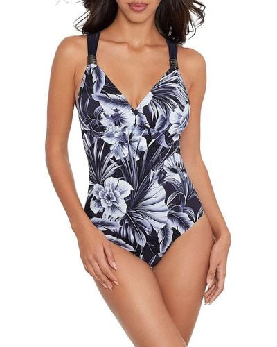 Miraclesuit Blue Panther Horizon Floral One-piece Swimsuit