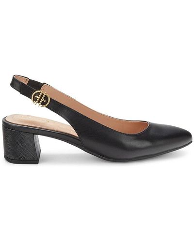 Cole Haan Go-to Embossed Leather Slingback Court Shoes - Black