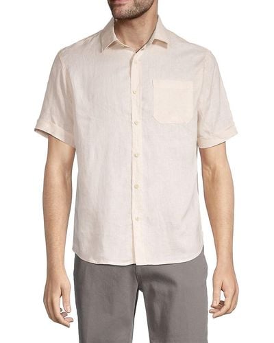 Saks Fifth Avenue 'Stretch Linen Shirt - White