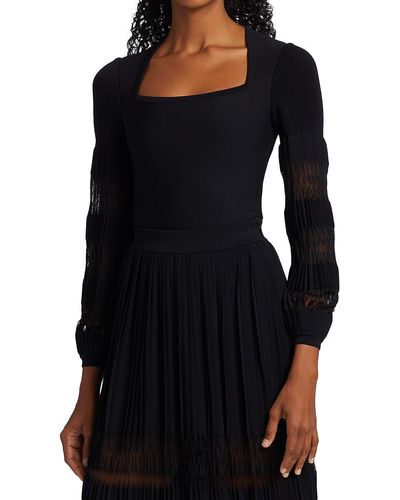 Alaïa Alaïa Long-sleeve Knit & Lace Bodysuit - Black