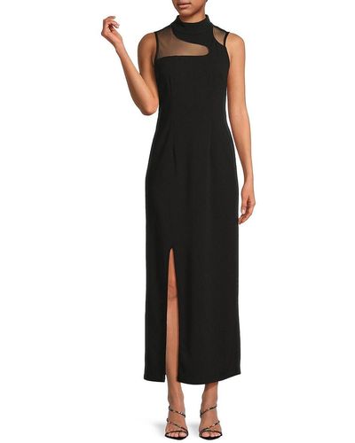 Donna Morgan Mockneck Side Slit Maxi Dress - Black