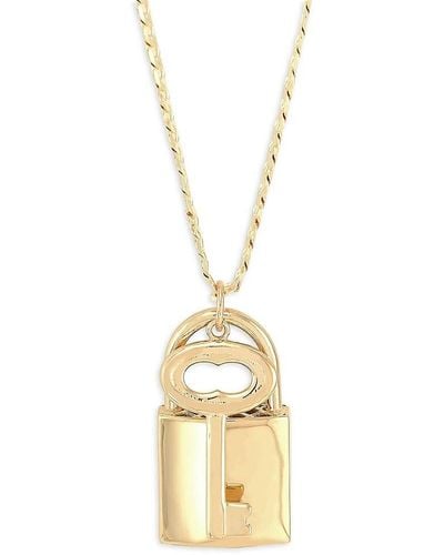 Saks Fifth Avenue Saks Fifth Avenue 14k Yellow Gold Lock & Key Curb Chain Necklace - Metallic
