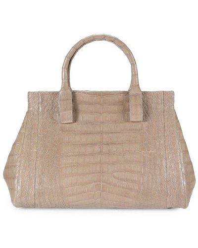 Nancy Gonzalez Medium Daisy Crocodile Leather Top Handle Bag - Natural