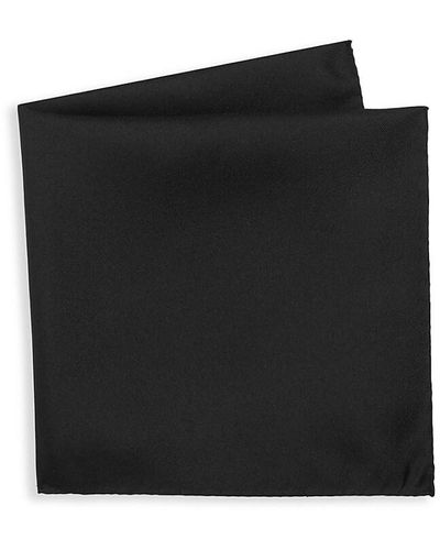 Saks Fifth Avenue Solid Silk Pocket Square - Black
