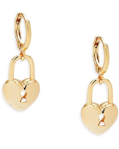 Ava & Aiden 24k Goldplated Heart Lock Charm Huggie Earrings - Metallic