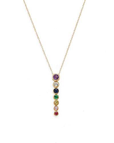 Saks Fifth Avenue Saks Fifth Avenue 14k Yellow Gold & Rainbow Sapphire Drop Necklace - Metallic