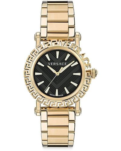 Versace Greca Glam 40mm Ip Goldtone Stainless Steel Bracelet Watch - Metallic