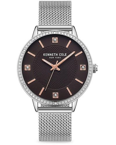 Kenneth Cole Classic 36mm Crystal Stainless Steel Strap Bracelet Watch - Brown