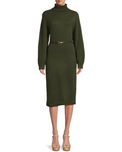 Saks Fifth Avenue Saks Fifth Avenue Belted Turtleneck Sweater Dress - Brown