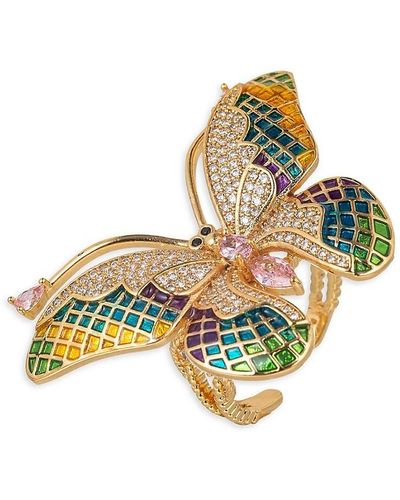 Eye Candy LA Luxe 18k Goldplated & Cubic Zirconia Monarch Rainbow Adjustable Ring - Multicolor