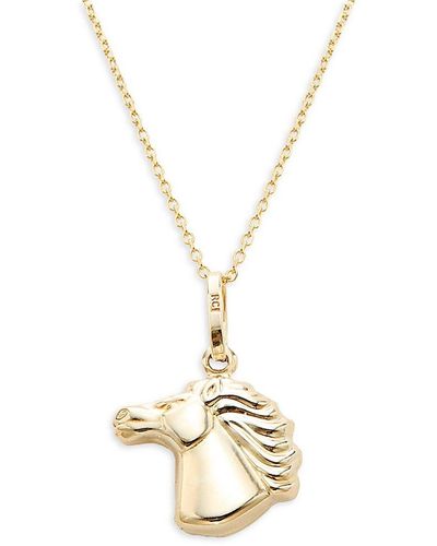 Saks Fifth Avenue 14k Yellow Gold Horse Head Pendant Necklace - Metallic