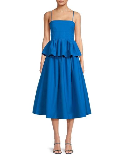 Co. Pleated Peplum Midi Dress - Blue