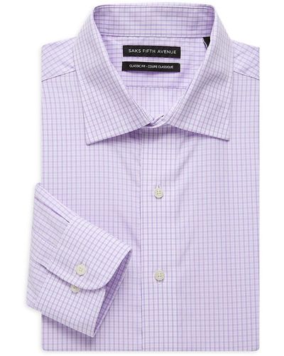 Saks Fifth Avenue Classic-fit Check Dress Shirt - Purple