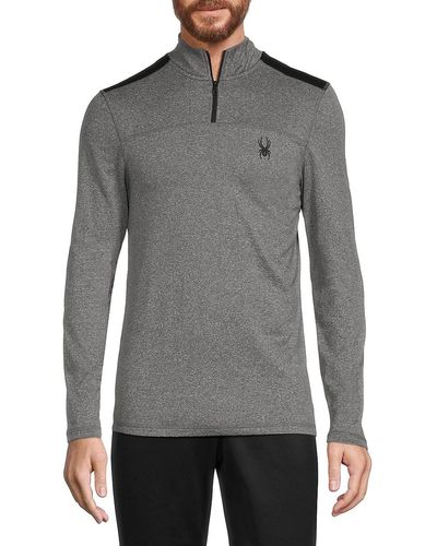 Spyder Comfort Fit Quarter Zip Performance Sweatshirt - Grey
