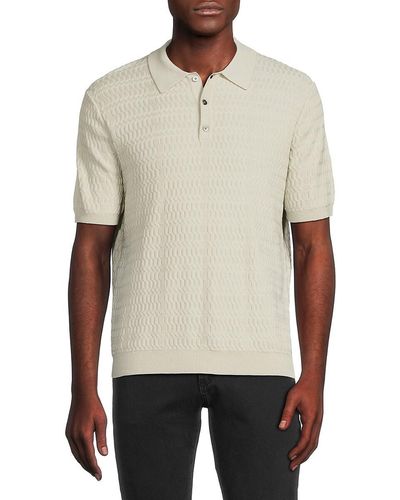 Slate & Stone Textured Polo Style Jumper - White