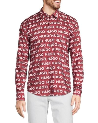 HUGO Ermo Monogram Shirt - Red