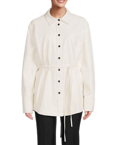 Proenza Schouler Faux Leather Belted Shirt Jacket - White