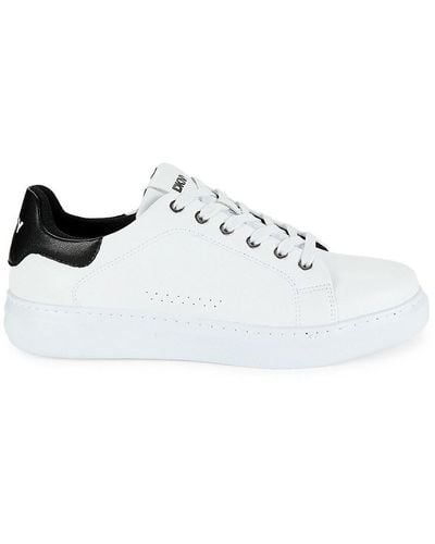 DKNY Logo Leather Low Top Trainers - White