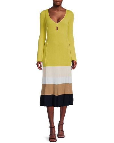 Tanya Taylor Hoxton Colorblock Sweater Dress - Yellow