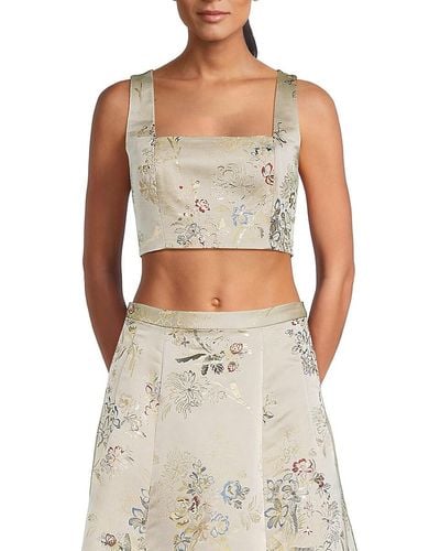 Adam Lippes Floral Embroidered Silk Blend Crop Top - White