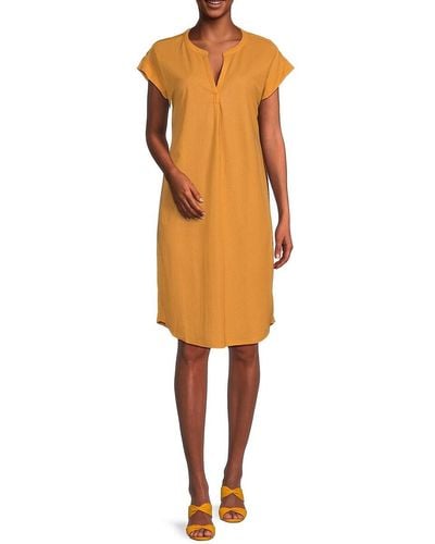 Bobeau Splitneck Shift Dress - Yellow