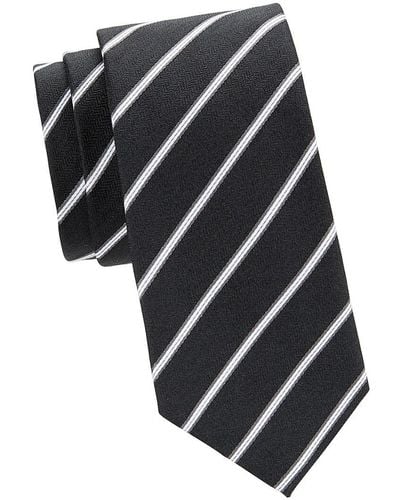 Armani Striped Silk-blend Tie - Black