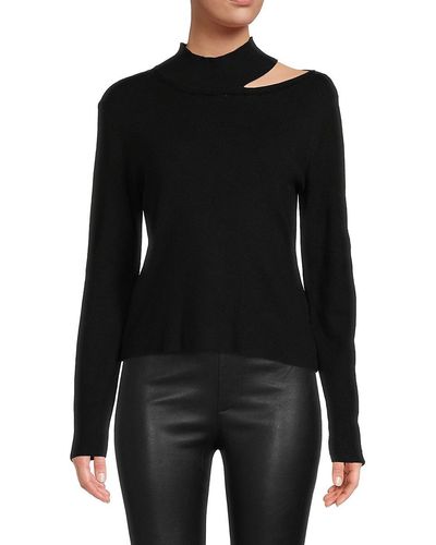 Calvin Klein Cutout Mockneck Sweater - Black