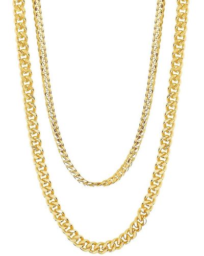 Sterling Forever Goldplated Layered Curb Chain Necklace - Natural