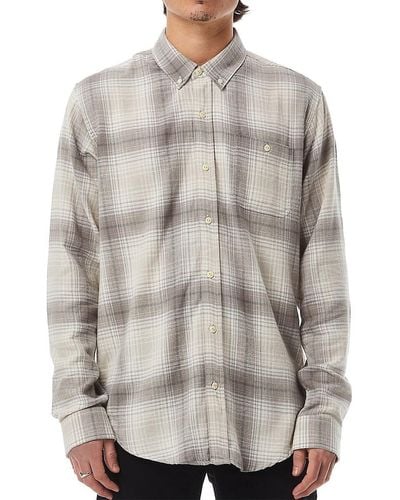 Ezekiel Bart Plaid Flannel Oxford Shirt - Gray