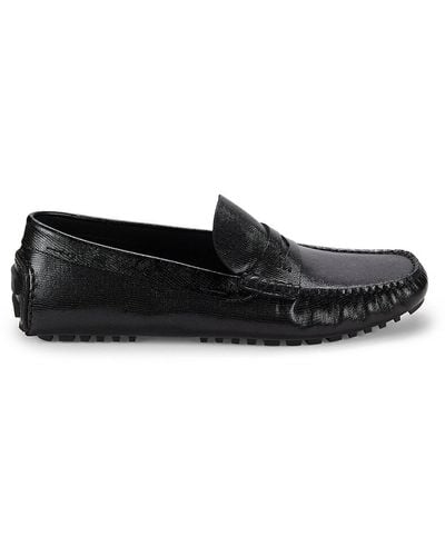 BOSS Driver Leather Penny Loafers - Black