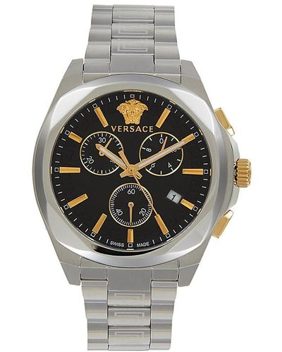 Versace 40mm Two Tone Stainless Steel Medusa Chronograph Bracelet Watch - Grey