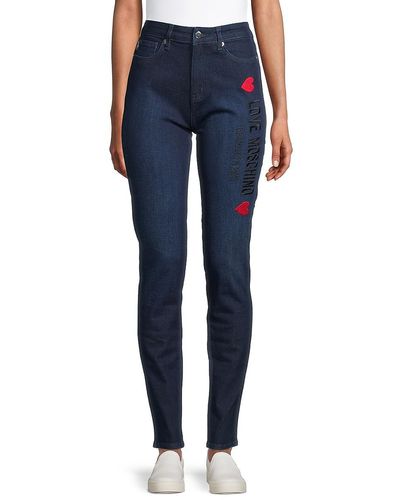 Love Moschino Embroidered-logo Skinny Jeans - Blue