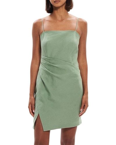 Theory Linen Slip Mini Dress - Green