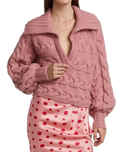 Alejandra Alonso Rojas Hand Knit Cashmere & Wool Sweater - Pink