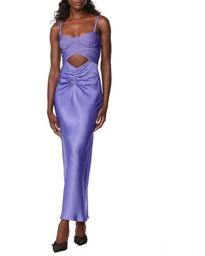 Hervé Léger Silk Bias Cut Bustier Gown - Purple