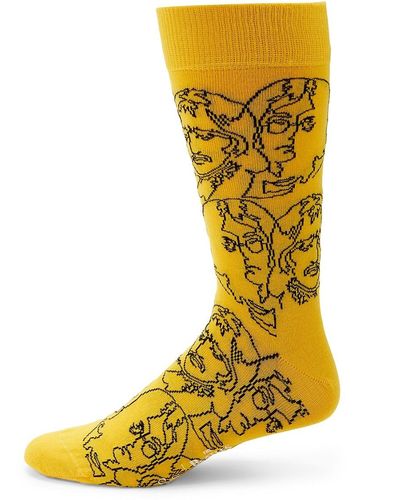 Happy Socks The Beatles Line Crew Socks - Yellow
