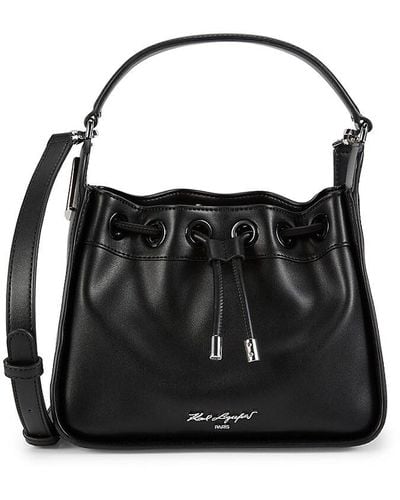 Karl Lagerfeld Logo Bucket Bag - Black