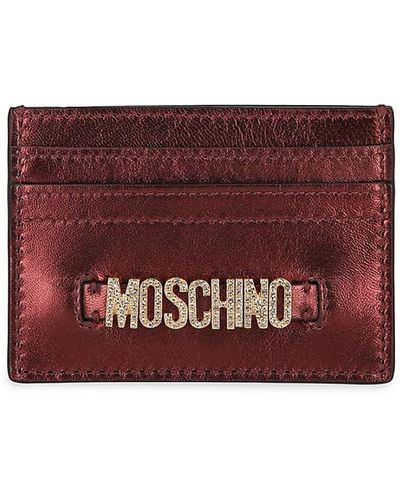 Moschino Embellished Logo Card Holder - Red