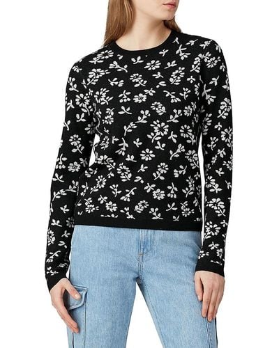 Sandy Liang Floral Merino Wool Sweater - Black