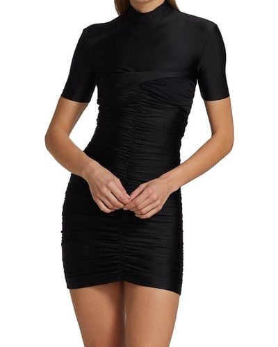 T By Alexander Wang Mockneck Ruched Bodycon Mini Dress - Black