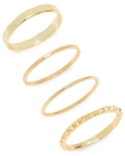 Shashi 4-piece 14k Goldplated Sterling Silver Stackable Ring Set - Metallic