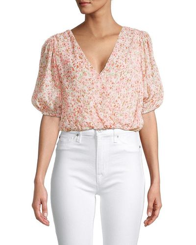 Lush 'Floral Tie Back Crop Top - White