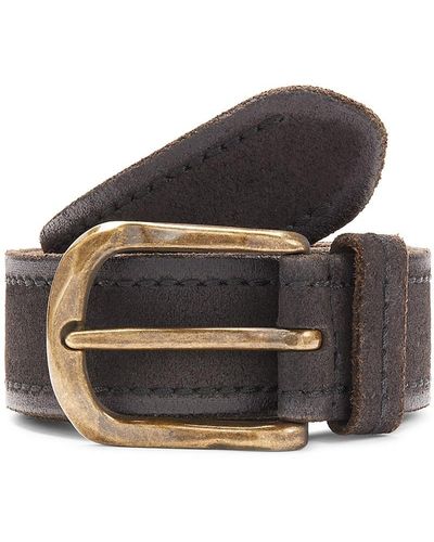 John Varvatos Distressed Frame Buckle Leather Belt - Black