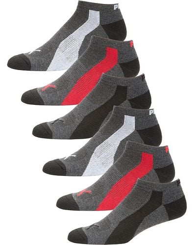 PUMA 6-pack Colorblock Ankle Socks - Red
